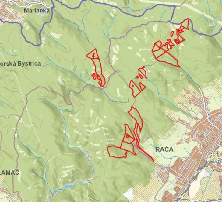 mapa ťažby dreva v roku 2019